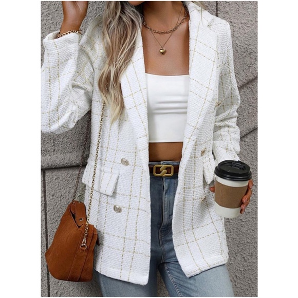 Classic Plaid Button up Tweed Blazer - Picture 2 of 12